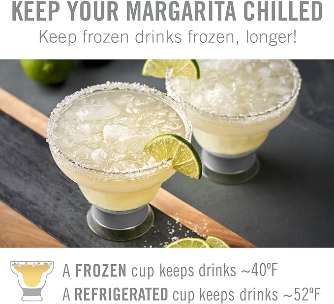 Host FREEZE Stemless Margarita Glasses, Insulated Plastic Cocktail Glasses for Frozen Drinks, Double Wall Chiller Cups for Beach, Outdoor Party, Home Bar, Margarita Gifts, 12 oz, Set of 2, Green