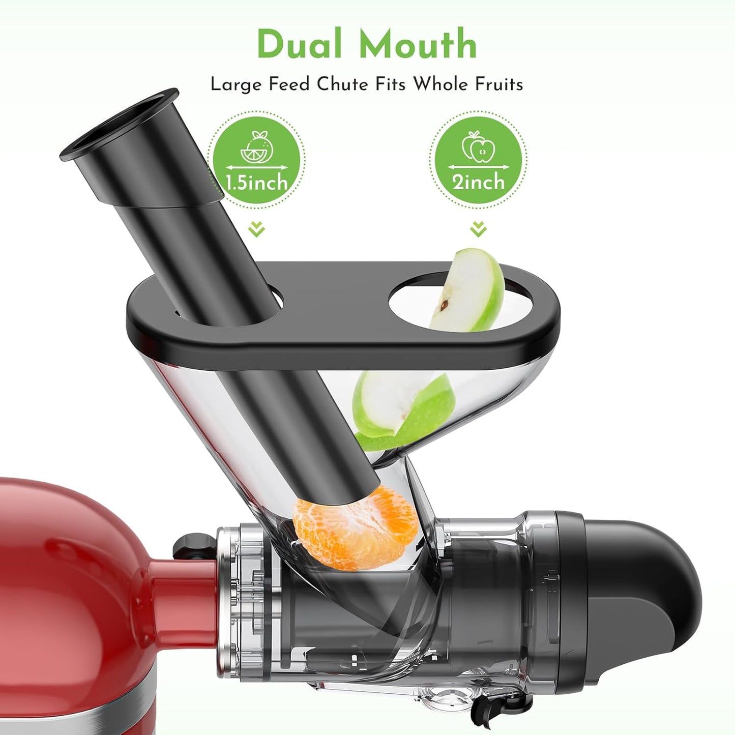 Cofun Juicer for Kitchenaid Mixer, Slow Juicer Attachment, Cold Press Juicer Machine with Dual Mouth Feed Chute for KitchenAid Mixer Attachments