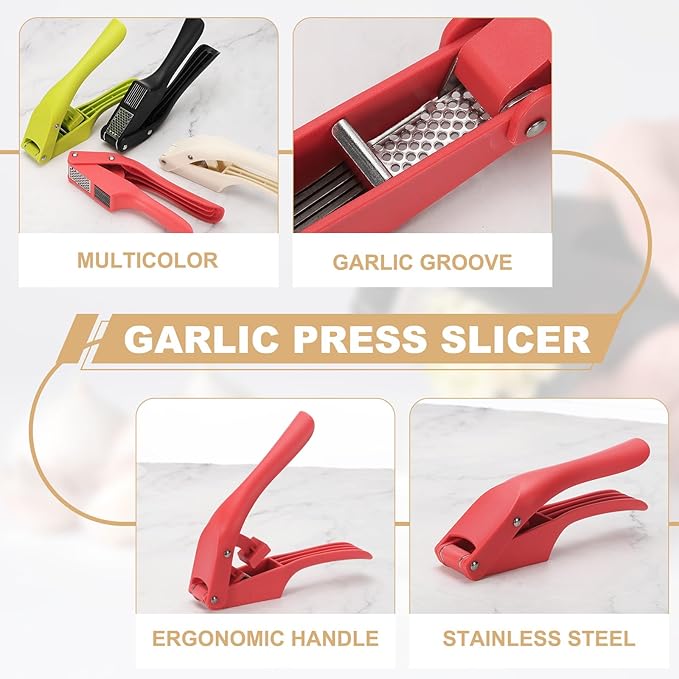 uxcell Garlic Press, 7.5 Inch Stainless Steel Garlic Slicer Crusher Tool Kitchen Utensil for Home Cooks and Professional Chefs, Green