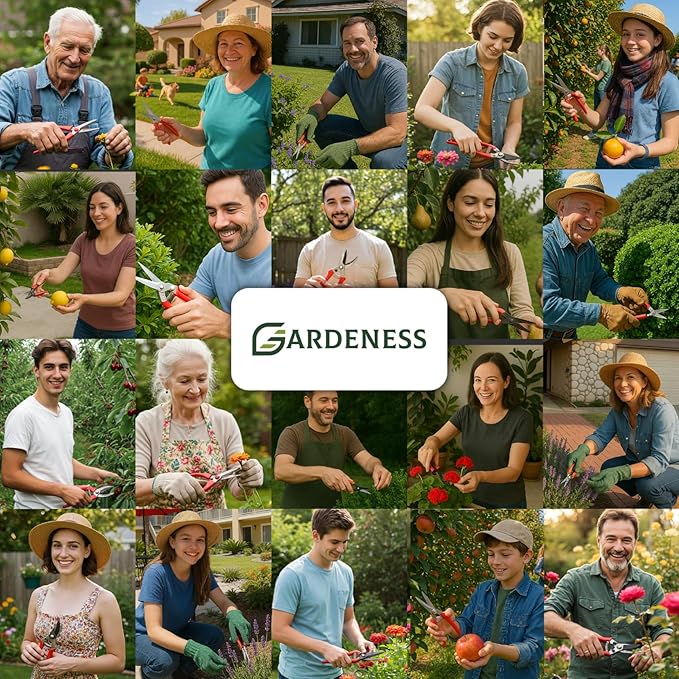Gardeness Pruning Shear Straight Pruning Snip with Stainless Steel Serrated Blade, Adjustable Joint Screw Micro Tip Garden Scissor for Arranging, Trimming, Harvesting Fruit, Vegetables, Made in Taiwan