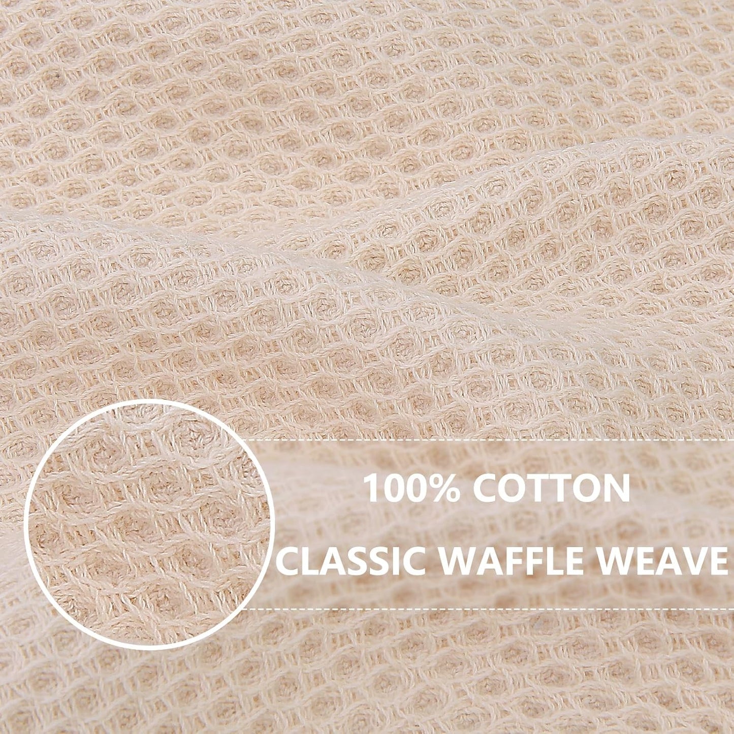Homaxy 100% Cotton Waffle Weave Kitchen Dish Towels, Ultra Soft Absorbent Quick Drying Cleaning Towel, 13 x 28 Inches, 6-Pack, Beige