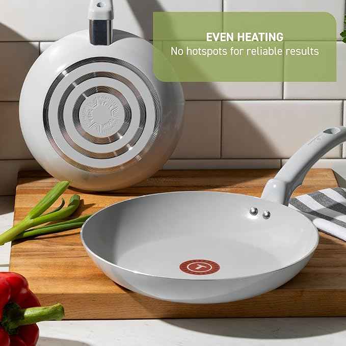 T-Fal Refresh Ceramic Nonstick Cookware Set, 20-Piece, Oven Safe to 350°F, Stockpot, Ceramic Pots and Pans Set, Frying Pans, Griddle, Utensils, Mint Green