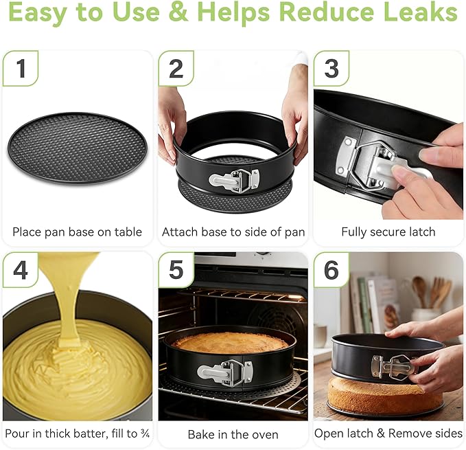 USLAI Springform Pan, 4/6/7/8/9/10 Inch Nonstick Cheesecake Pan with Removable Bottom, Easy to Clean, Ideal for Baking Cakes, Pies and Quiches - 9 Inch
