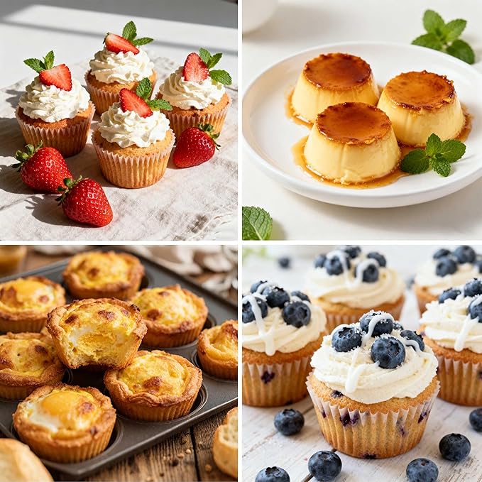 4 Pack Silicone Muffin Pan for Baking, Regular Size Nonstick Cupcake Pan, 6-Cup Silicone Muffin Tin BPA Free Dishwasher Safe, Great for Muffin Cupcake Brownie Egg Tart