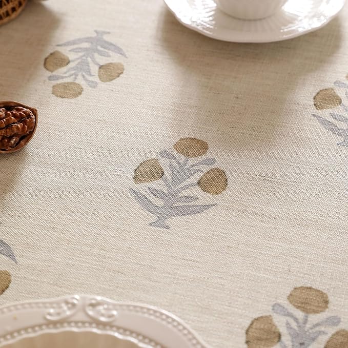 patdrea Designer Beige Tablecloth for Rectangle Table,Elegant Linen Floral Pattern French Table Cloth,Decor Cover Cloth for Kitchen Dining Christmas,Thanksgiving,Party,63"x87"-Istana a