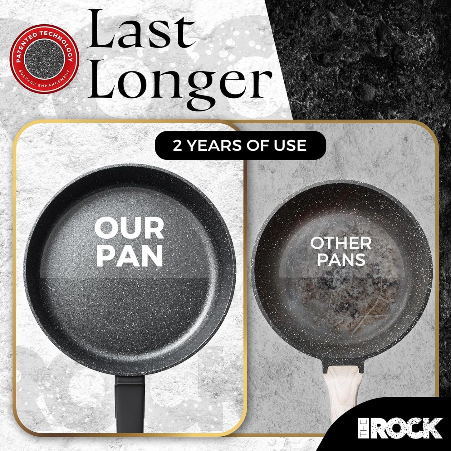THE ROCK SOHO 4 Qt Nonstick Deep Frying Pan Skillet with Glass Lid, 11 Inch Large Deep Frying Pan, Non Stick Saute Pan – Stay-cool Handle, Induction Compatible, Oven & Dishwasher Safe, Black