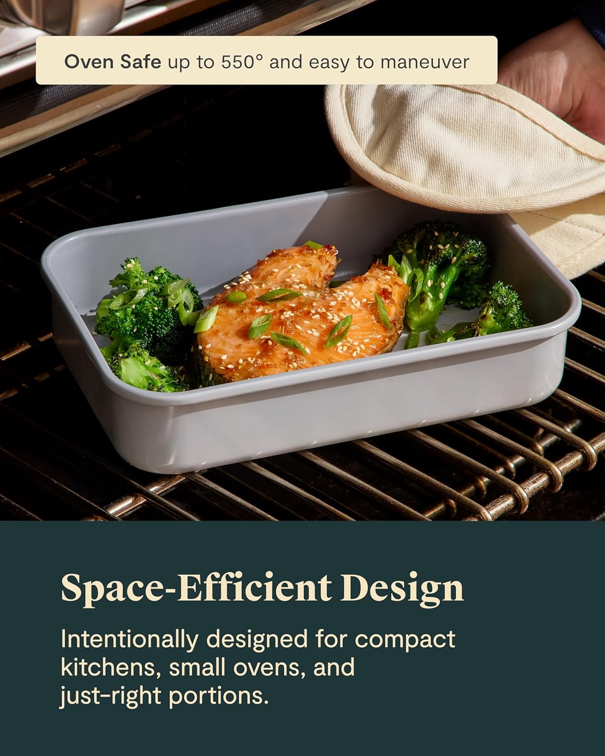 Caraway Nonstick 9” x 6.5” Small Rectangle Baking Pan Duo – Non-Toxic, PTFE & PFOA Free – Aluminized Steel Core – Deep Ceramic Baking Pan for Casseroles, Lasagna & More - Cream