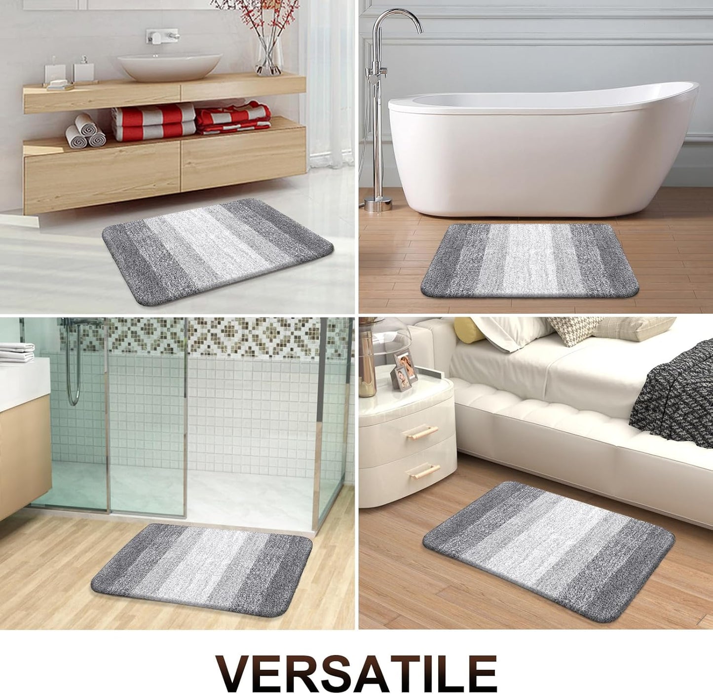 OLANLY Bathroom Runner Rugs 70x24, Extra Soft Absorbent Microfiber Bath Rugs, Rubber Backing, Quick Dry, Washable Bath Mats for Bathroom Floor, Tub and Shower, Home Decor Accessories, Light Grey