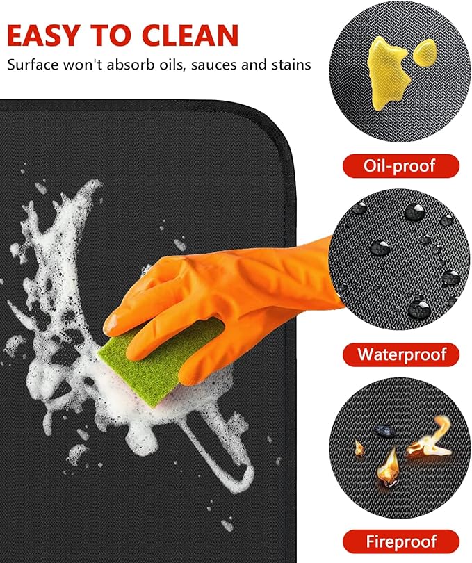 90 x 48 inch Under Grill Mats for Outdoor Grill, Double-Sided Fireproof Deck and Patio Protector Mat, Waterproof Oil-Proof BBQ Floor Pad Indoor Fire Pit Fireplace Mat