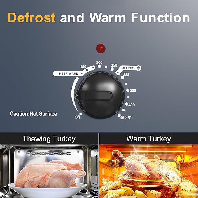 26QT Electric Roaster Oven, Electric Turkey Roaster with Viewing & Self-basting Lid, Stainless Steel Turkey Roaster Oven, Blue