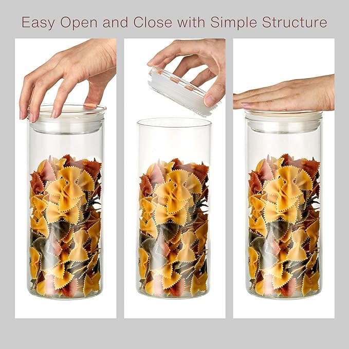 ZENS Airtight Glass Jar Container,15 Fluid Ounce Clear Glass Canister with Lid, Food Storage Jars for Kitchen Spice or Loose Tea,450ml