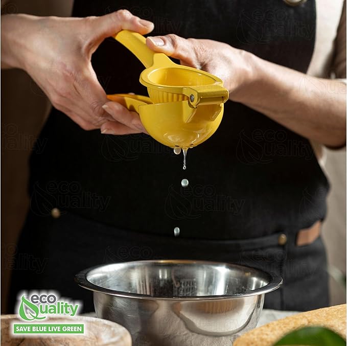 EcoQuality Heavy Duty Handheld Yellow Citrus Juice Squeezer Premium Lemon, Lime & Orange Press for Maximum Extraction Easy to Use, Durable and Rust Resistant Metal Manual Juicer (1)