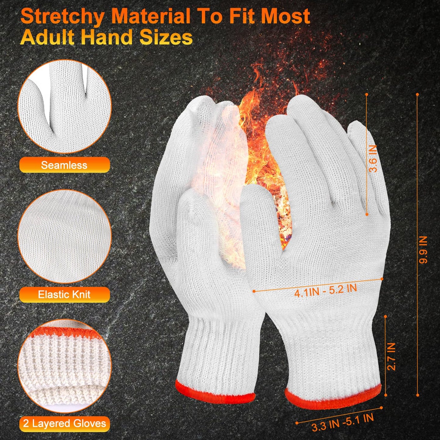 BBQ Gloves for Cooking Baking Grilling, 100 Count Disposable Nitrile Gloves and 4 Count Cotton Glove Liners Washable (10mil Nitrile, X-Large)