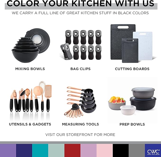COOK WITH COLOR Kitchen Gadget Set Copper Plated Stainless Steel Utensils with Soft Touch Handles, Copper Black, 10 Pieces