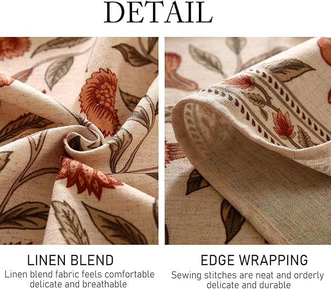 ISAENNE Designer French Long Rectangular Tablecloth,Linen Orange Floral Pattern Indoor Table Cloth,Wrinkle Resistant Decor Table Cloth for Dining Thanksgiving Kitchen Party,63"*94"-Alvarado D