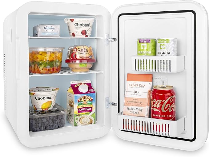 Cooluli 20 Liter Mini Fridge with Temperature Control - White Thermoelectric Cooler and Warmer for Bedroom, Office, Car, Dorm