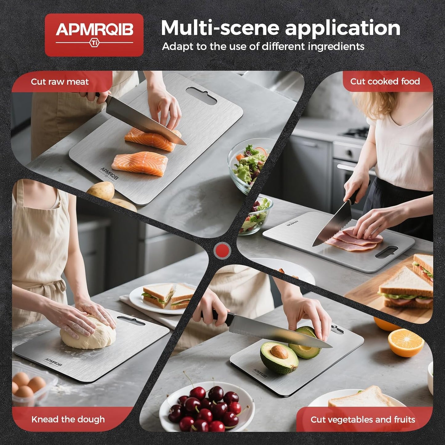Titanium Cutting Board Set of 3,100% Pure Titanium Cutting Boards for Kitchen, Double Sided Non Toxic Cutting Board, Ideal Charcuterie & Chopping for Meat, Hygiene Durable Dishwasher（S+M+L)