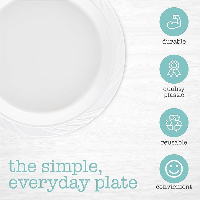 PLASTICPRO 400 Count Disposable 9 Inch White Plastic Dinner Plates large