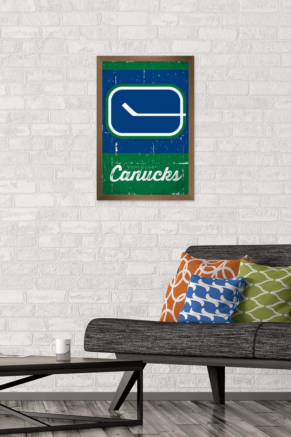 Trends International NHL Vancouver Canucks - Retro Logo 13 Wall Poster, 14.725" x 22.375", Bronze Framed Version