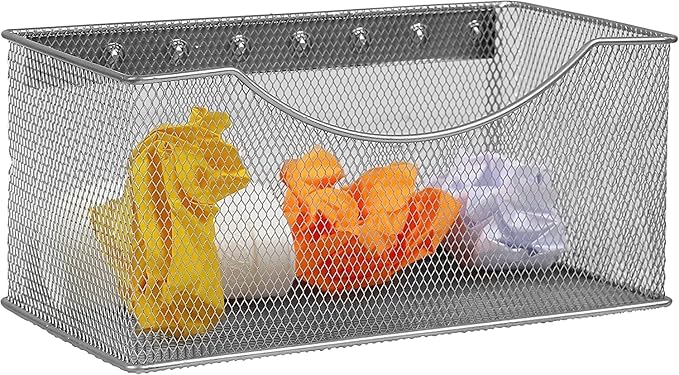 YBM Home Magnetic Basket Storage Organizer with 16 Strong Magnets for Metal Desk, Fridge, Whiteboard, and Wall Locker Accessories, Large (2-Pack)
