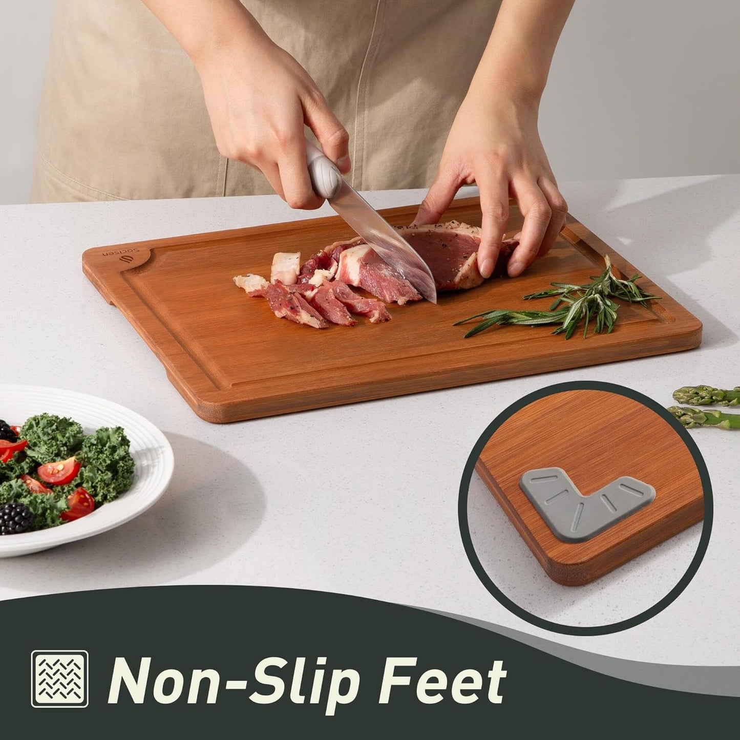Bamboo Cutting Board Set Non Slip Feet with Holder Over Sink Father Day Dad Parents Papa Stepdad Pappy Poppy Pawpaw Who Want Nothing Everything Future Groom Bride Christmas Happy Birthday Gifts Ideal