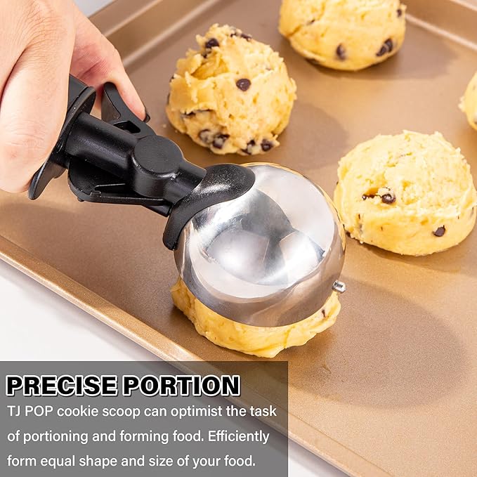 Ice Cream Scoop with Trigger, 5 Tbsp Cookie Scoop for Baking, 2.45 Oz Cookie dough Scooper, Large Ice Cream Scooper, Stainless Steel Portion Scoop, 72.7 ml