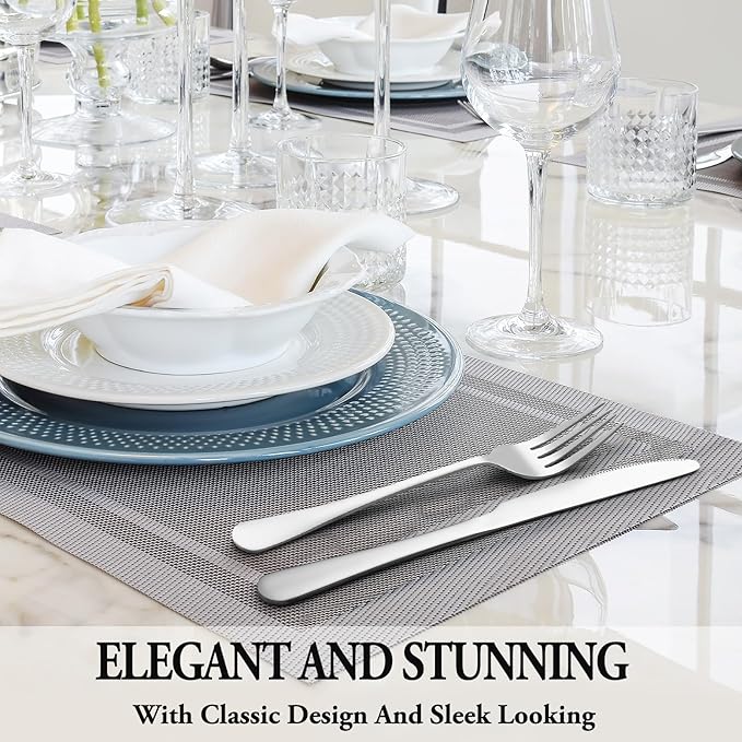 72 Pcs Silverware Set with Steak Knives Service for 12,Stainless Steel Flatware Set,Mirror Polished Cutlery Utensil Set,Home Kitchen Eating Tableware Set,Include Fork Knife Spoon Set,Dishwasher Safe