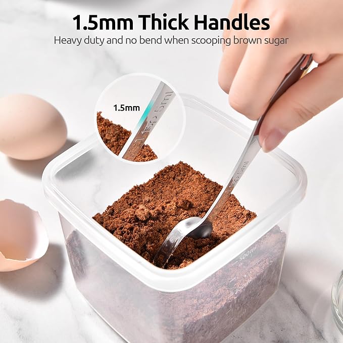 U-Taste 18/8 Stainless Steel Measuring Cups and Spoons Set of 12, and 18/8 Stainless Steel Square Measuring Spoons Set of 8 (Multicolor+Silver)