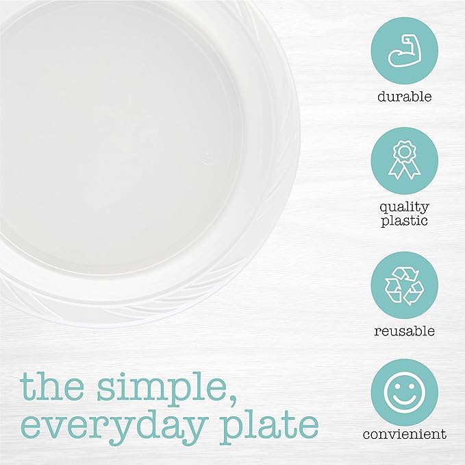 PLASTICPRO 400 Count Disposable 10 Inch White Plastic Dinner Plates Extra Large
