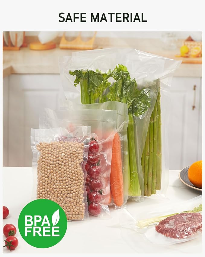 Syntus Vacuum Sealer Bags, 300 Gallon 11" x 16" and Quart 8" x 12" and Pint 6" x 10" Commercial Grade PreCut Bag, BPA Free Food Vac Bags for Storage, Meal Prep or Sous Vide