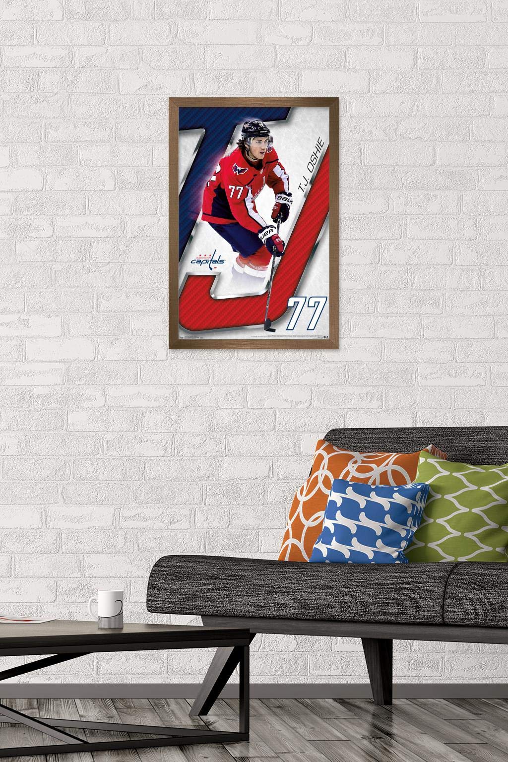 Trends International NHL Washington Capitals - T. J. Oshie 18 Wall Poster, 14.725" x 22.375", Bronze Framed Version