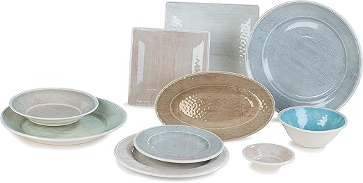 Carlisle FoodService Products Grove Reusable Plastic Plate Salad Plate with Rim for Home and Restaurant, Melamine, 9 Inches, Aqua
