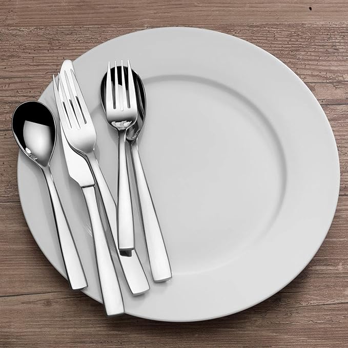 Mikasa, Delano Flatware Service for 4, 20 Piece Set, 18/0 Stainless Steel Silverware Set