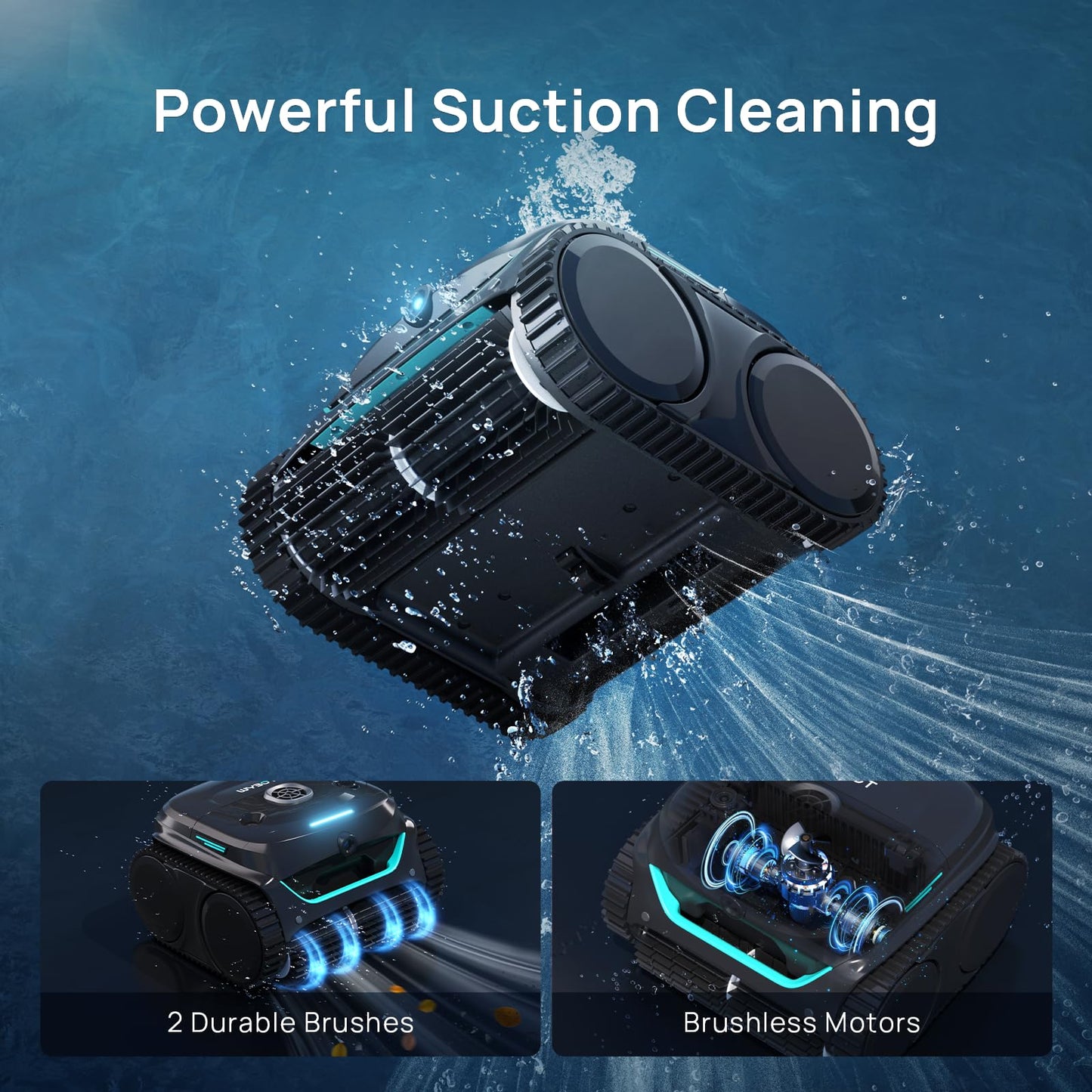 (2025 New) WYBOT C2 Vision Robotic Pool Vacuum with AI Camera, Ultra-Fine Filtration Pool Cleaners for Above&Inground Pools, Comprehensive 8 Mode, Wall Climbing, Smart Navigation, Black