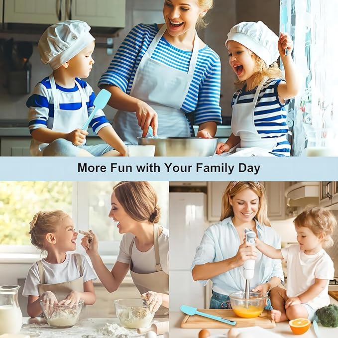 Premium Silicone Spatula Set, JXWING Flexible Heat Resistant Non-slip Handle Baking Cooking Rubber Spatulas, Aqua Sky