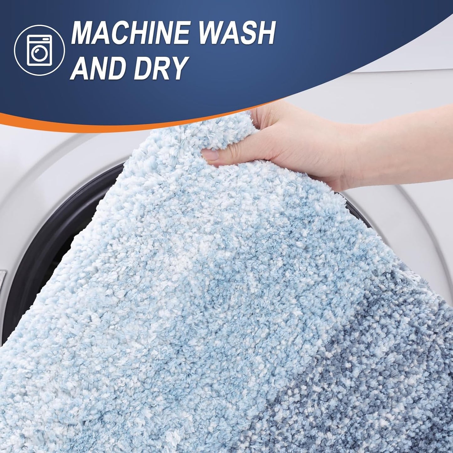 OLANLY Bathroom Rugs Mat 40x32, Extra Soft Absorbent Microfiber Bath Rugs, Rubber Backing, Quick Dry, Machine Washable Bath Mats for Bathroom Floor, Tub and Shower, Home Decor Accessories, Blue