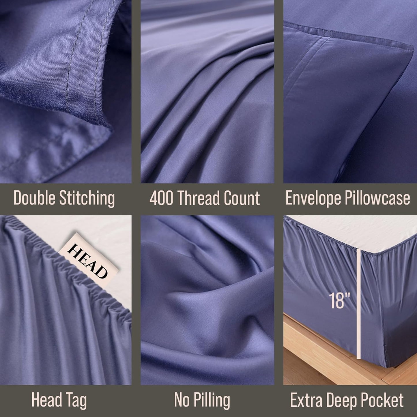 Bella Coterie Luxury Bamboo Viscose Queen Size Sheet Set | 100% Organically Grown | Ultra Soft | Cooling for Hot Sleepers | 18" Deep Pocket [Twilight Blue]