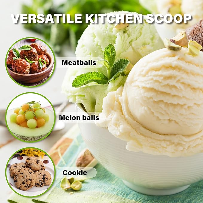 Cookie Scoop Set 1 Tablespoon, Size #60 Cookie Dough Scooper for Baking, 15 ml/0.5 oz Ice Cream Scoop, Acrylic Scoop, Comfortable Grip