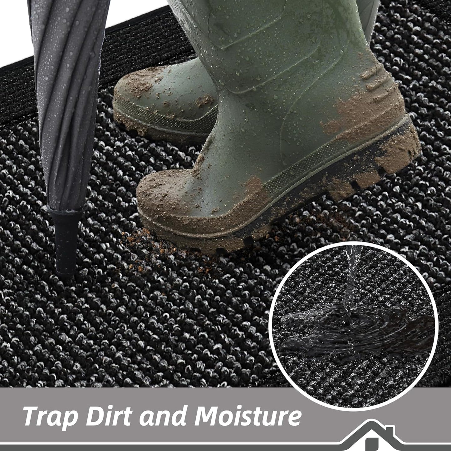BEQHAUSE Indoor Door Mat 36" x 60", Dirt Trapper Door Mats Non-Slip Entryway Rugs Washable, Resist Dirt Absorbent Welcome Mat, Low Profile Floor Mats for Front Back Door and Entryway, Black