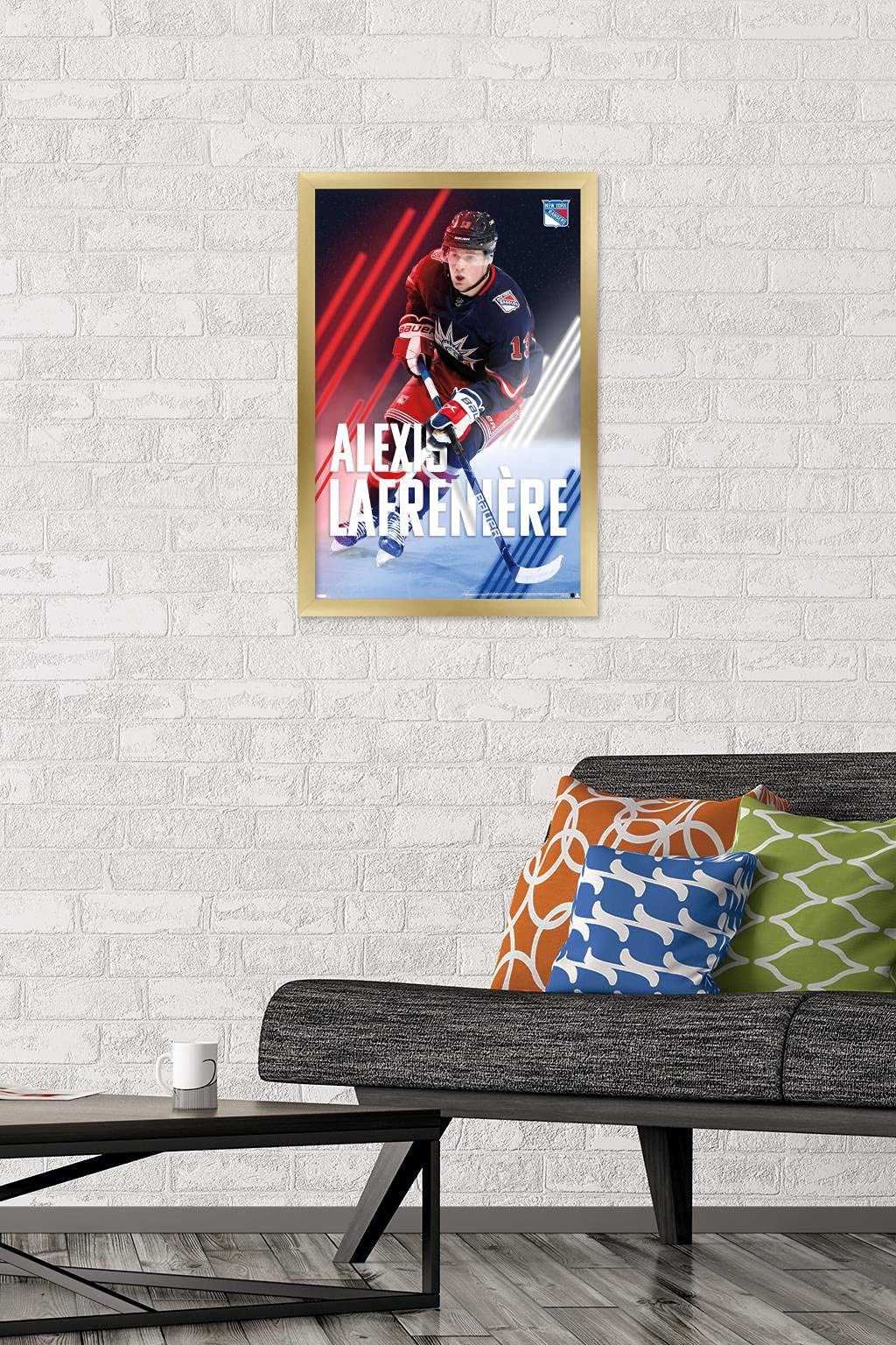 Trends International NHL New York Rangers-Alexis Lafrenière 20 Wall Poster, 14.725" x 22.375", Gold Framed Version