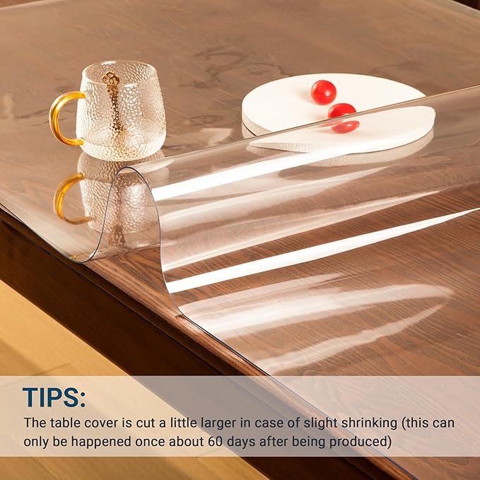 Clear Table Cover Protector Rectangle 42 x 60 Inch, 1.5mm Transparent Plastic Table Protector Waterproof, Anti-Scratch Clear Desk Mat for Office Desktop Dresser Dining Table, FDA Compliant