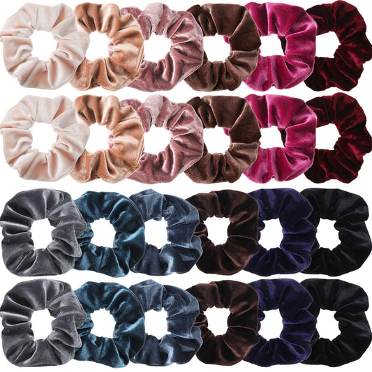 Tatuo 24 Pieces Rainbow Hair Scrunchies Elastic Bands Scrunchy Colorful Hair Ties Ropes for Women Girls Gymnastics Birthday Party Favors, Large(Vintage Colors)