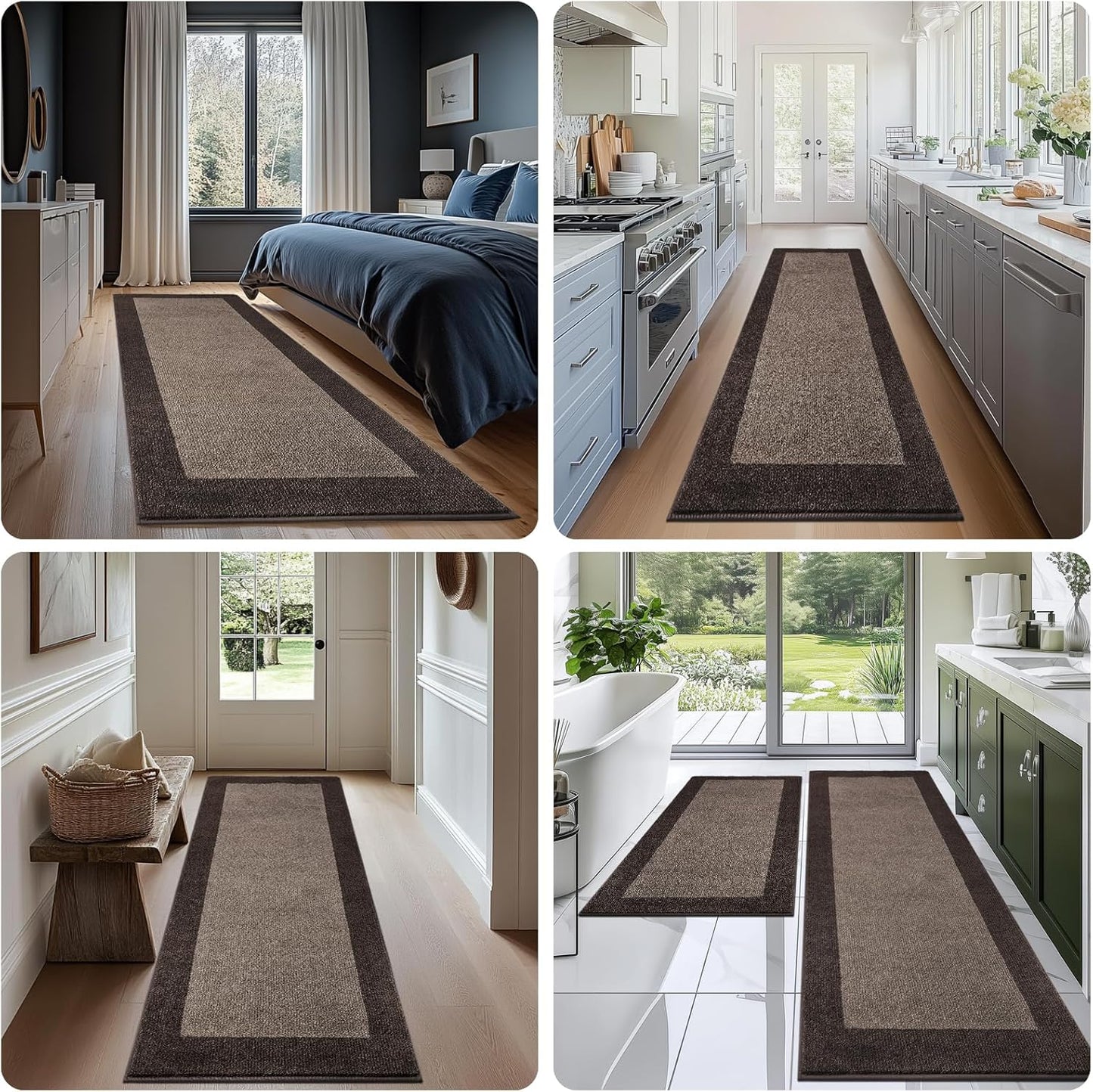 Machine Washable Runner Rug 32" x 96", Non Slip Kitchen Mat for Floor, Absorbent Entryway Rug for Kitchen, Bedroom, Living Room, Hallway, Door (Roll Packing)