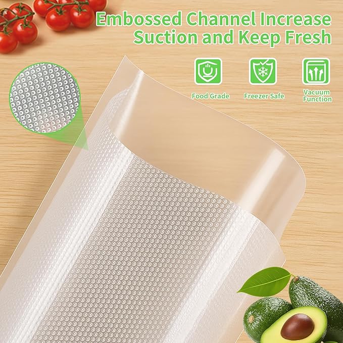 MakMeFre 6Pack 8"x16.5'(3Rolls) and 11"x16.5'(3Rolls) Vacuum Sealer Bags Rolls with BPA Free,Heavy Duty Vacuum Sealer Storage Bags Rolls,Cut to Size Roll,Great for Sous Vide Cooking