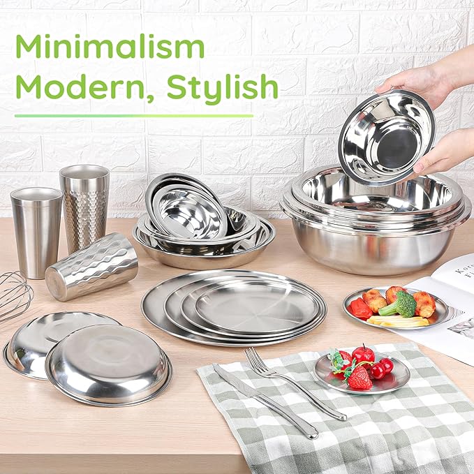 304(18/8) Stainless Steel Mixing Bowls for Kitchen, 8 Pack 5.5" Small Metal Mixing Cooking Bowls Set Stackable for Baking Serving Cooking Food Prep Storage Dishwasher Safe Lightweight