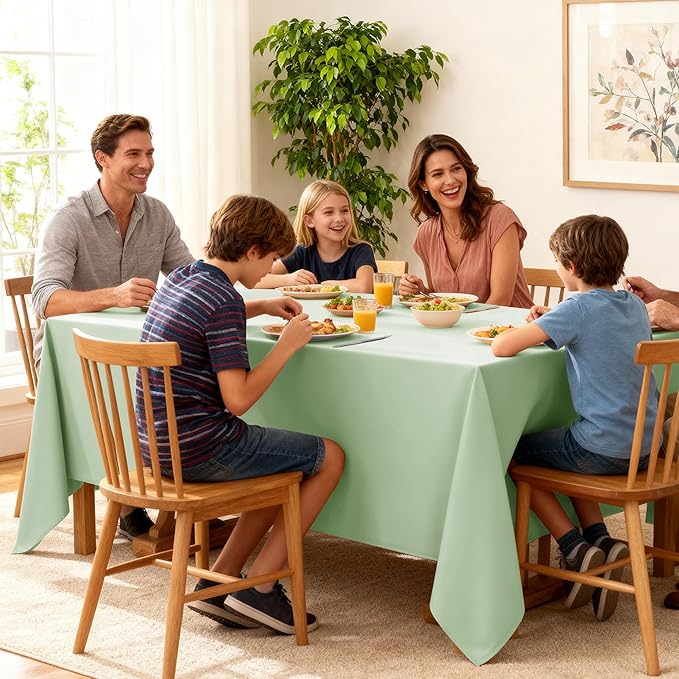 10-Pack Sage Green Tablecloths for Rectangle Tables, 70 x 120 Inches, Stain-Resistant Polyester Fabric for 6 Foot Tables - Washable Table Covers for Weddings, Birthday Parties, Events