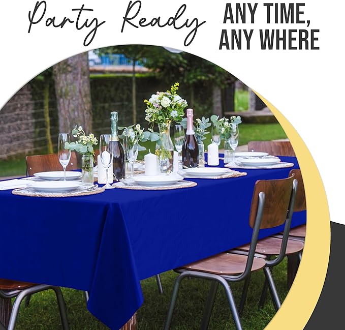 Party Solids 66% Thicker Premium Plastic Table Cloth Rectangle Table Cover 0.5 Mil 6 Pack Dark Blue Table Cloth 54 Inch x 108 Inch Disposable Tablecloth Won't Tear Easily Like Cheap Thin Brands