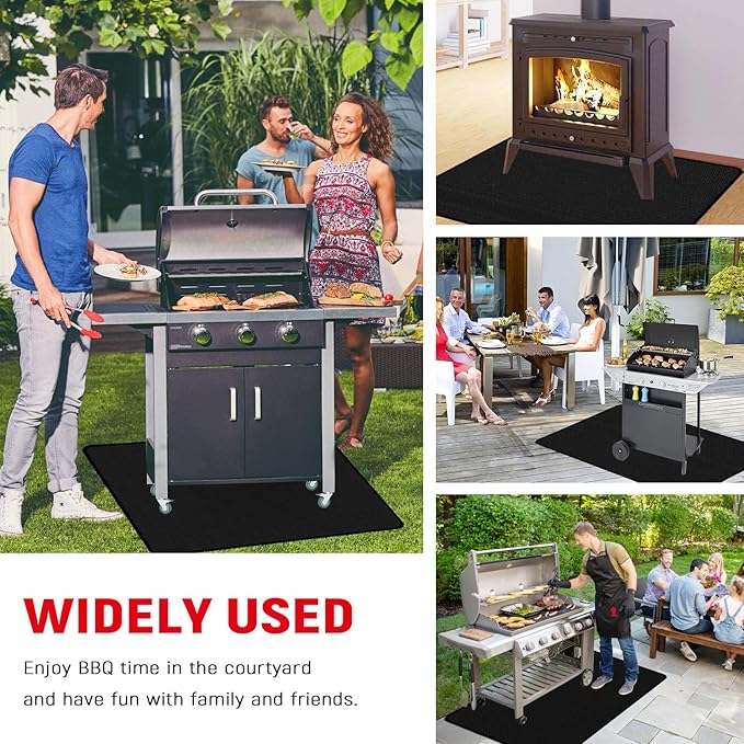 75 x 48 inch Under Grill Mats for Outdoor Grill, Double-Sided Fireproof, Oil and Waterproof Protective Mat for Grass and Deck, Outerdoor BBQ Fire Pit Fireplace Mat