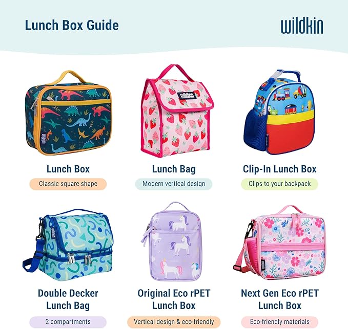 Wildkin Kids Two Compartment Insulated Lunch Bag – Keeps Food Hot or Cold, Easy-Clean Lining, Leak-Resistant & BPA-Free – Boys & Girls, Ideal for School, Travel & Daycare – Sharks