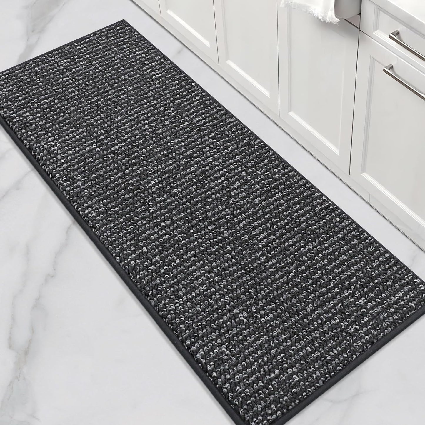 BEQHAUSE Kitchen Runner Rugs 24"x60", Non-Slip Kitchen Mats for Floor, Super Absorbent and Stain Resistant Kitchen Rug, Machine Washable Rugs for Kitchen, Hallway, Laundry & Sink, Charcoal